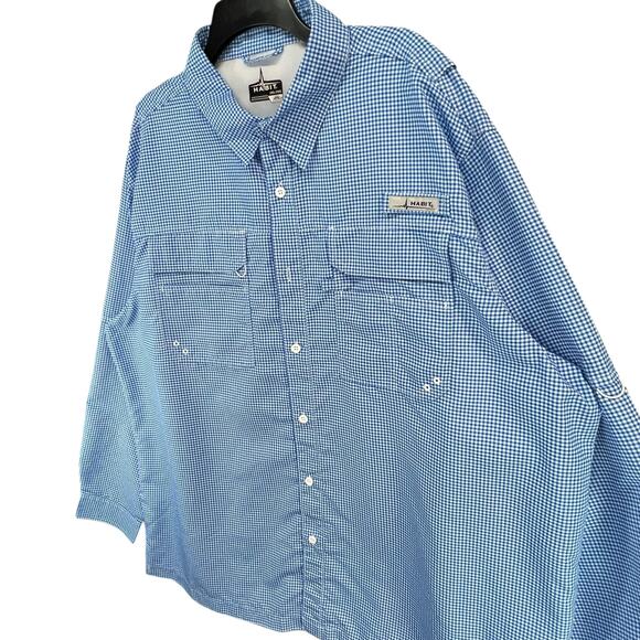 Habit River Guide Fishing Shirt Mens 2XL Blue Check Vented UV Lakeside Outdoors - Picture 2 of 13